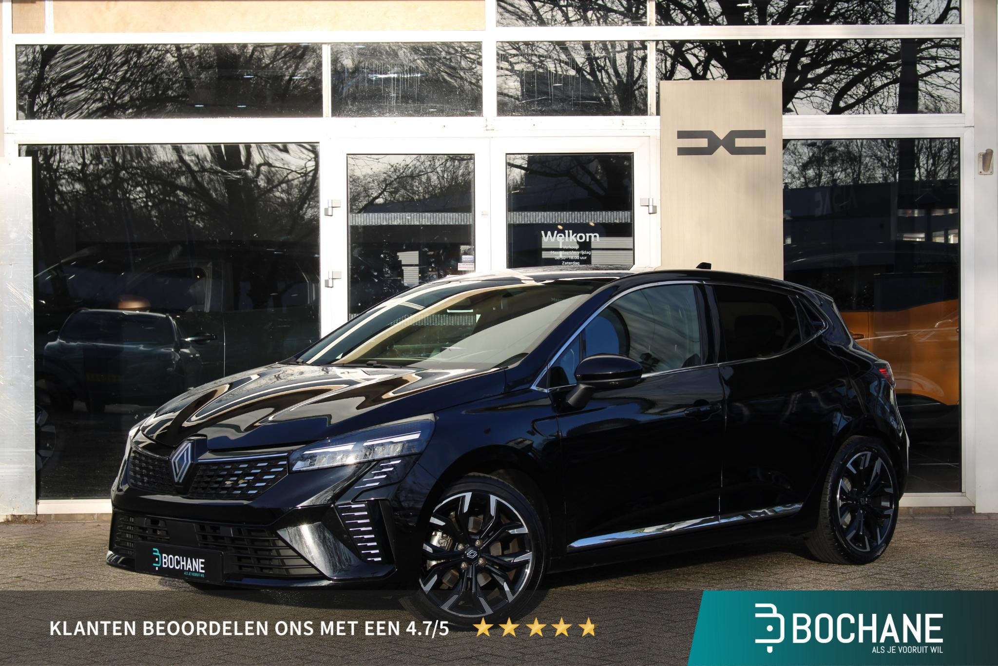 Renault Clio 1.6 E-Tech Full Hybrid 145 techno Automaat | Na, Auto's, Gebruikt, Met garantie (alle), Leder en Stof, Zwart