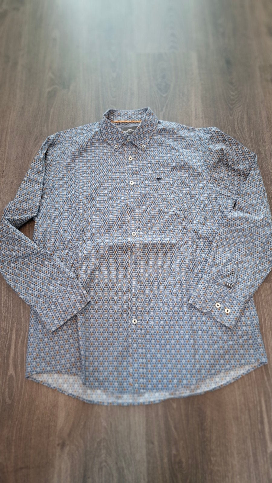 Fynch Hatton overhemd met print - Zo goed als nieuw, Blauw, Ophalen of Verzenden, Zo goed als nieuw, Halswijdte 41/42 (L)