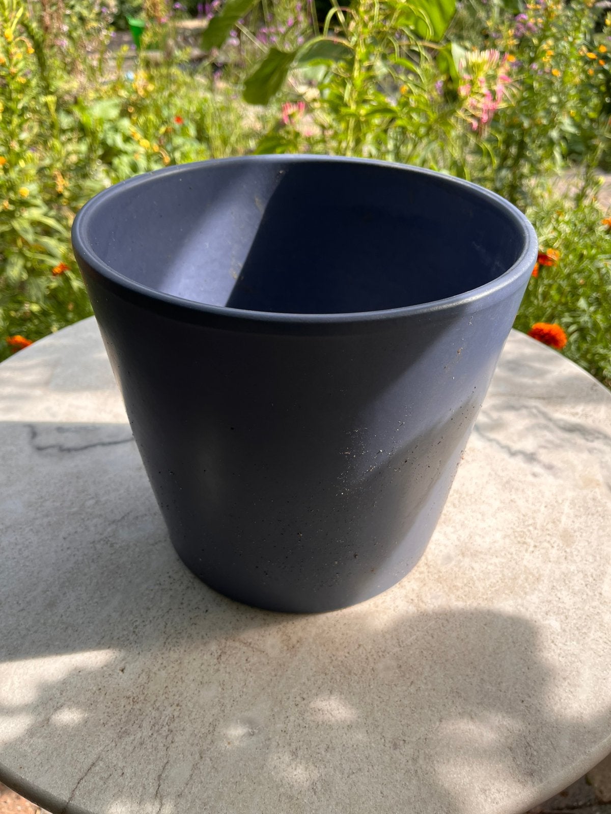 Bloempot blauw, Ophalen, Rond, Zo goed als nieuw, Aardewerk
