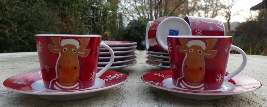 Rood Ritzenhoff Flirt Kerst Servies Rendier + Sneeuwvlokken, Overige merken, Nieuw, Ophalen of Verzenden, Modern