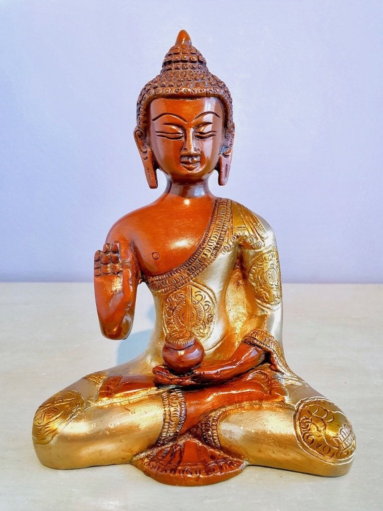 BOEDDHA BEELD VITARKA MUDRA 19 CM, Nieuw, Ophalen of Verzenden, 19 cm, Gouden accenten