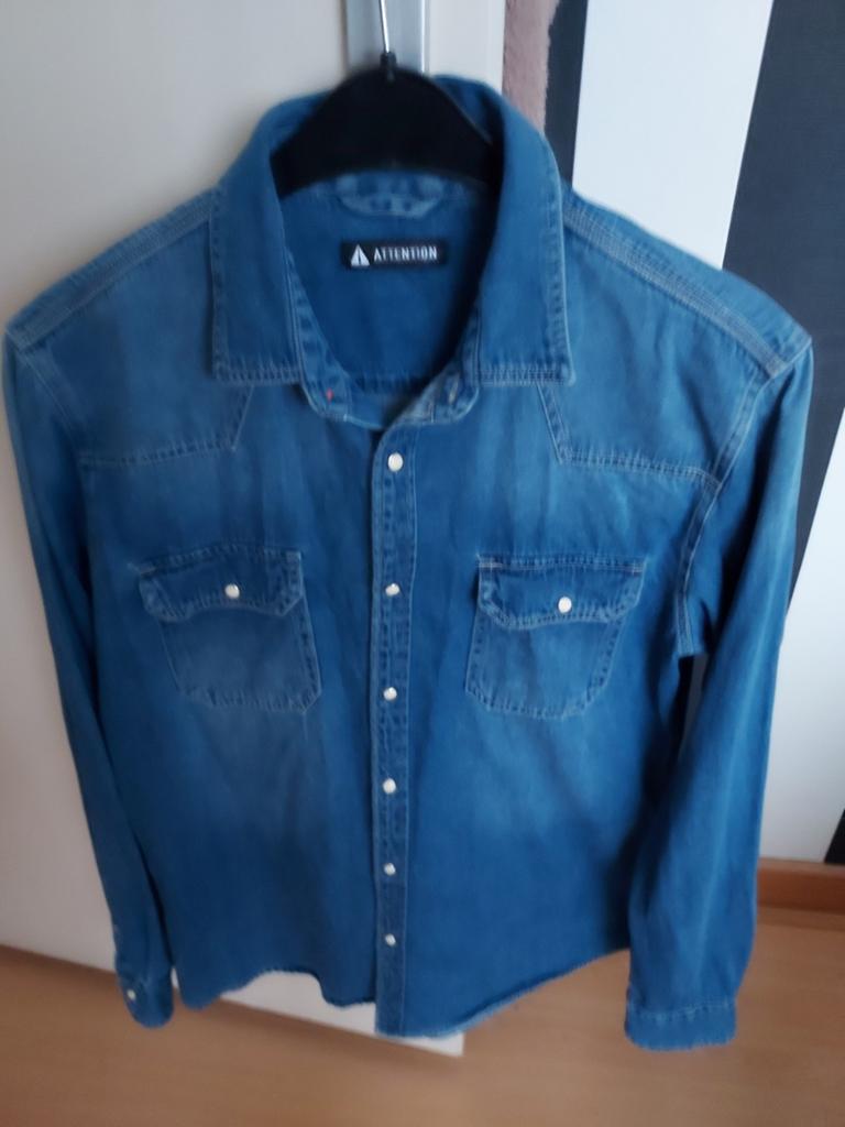 Zeer mooie jeans spijkeroverhemd blouse, Ophalen of Verzenden, Zo goed als nieuw, Blauw, Halswijdte 41/42 (L)