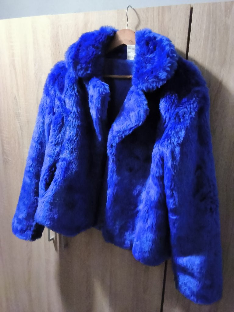 Cobalt blauw jasje bont, Blauw, Zo goed als nieuw, Jasje, Ophalen