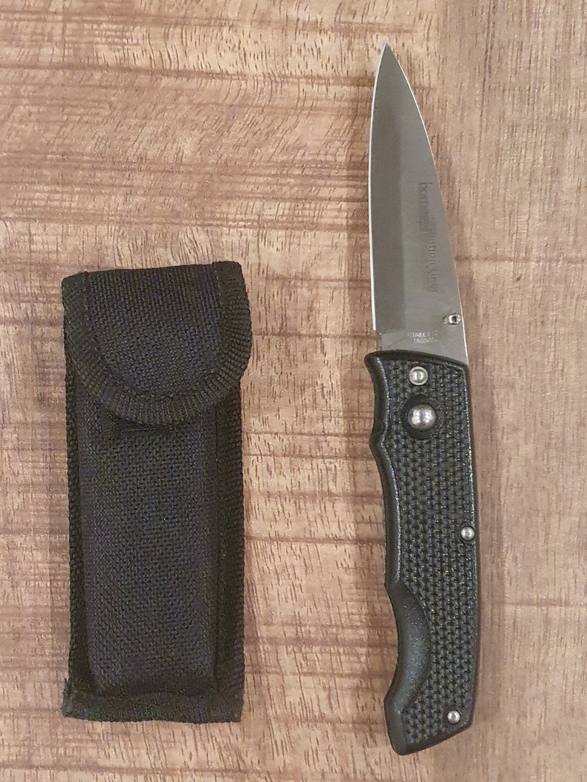 Homeij Button Liner zakmes met etui, Ophalen of Verzenden, Gebruikt