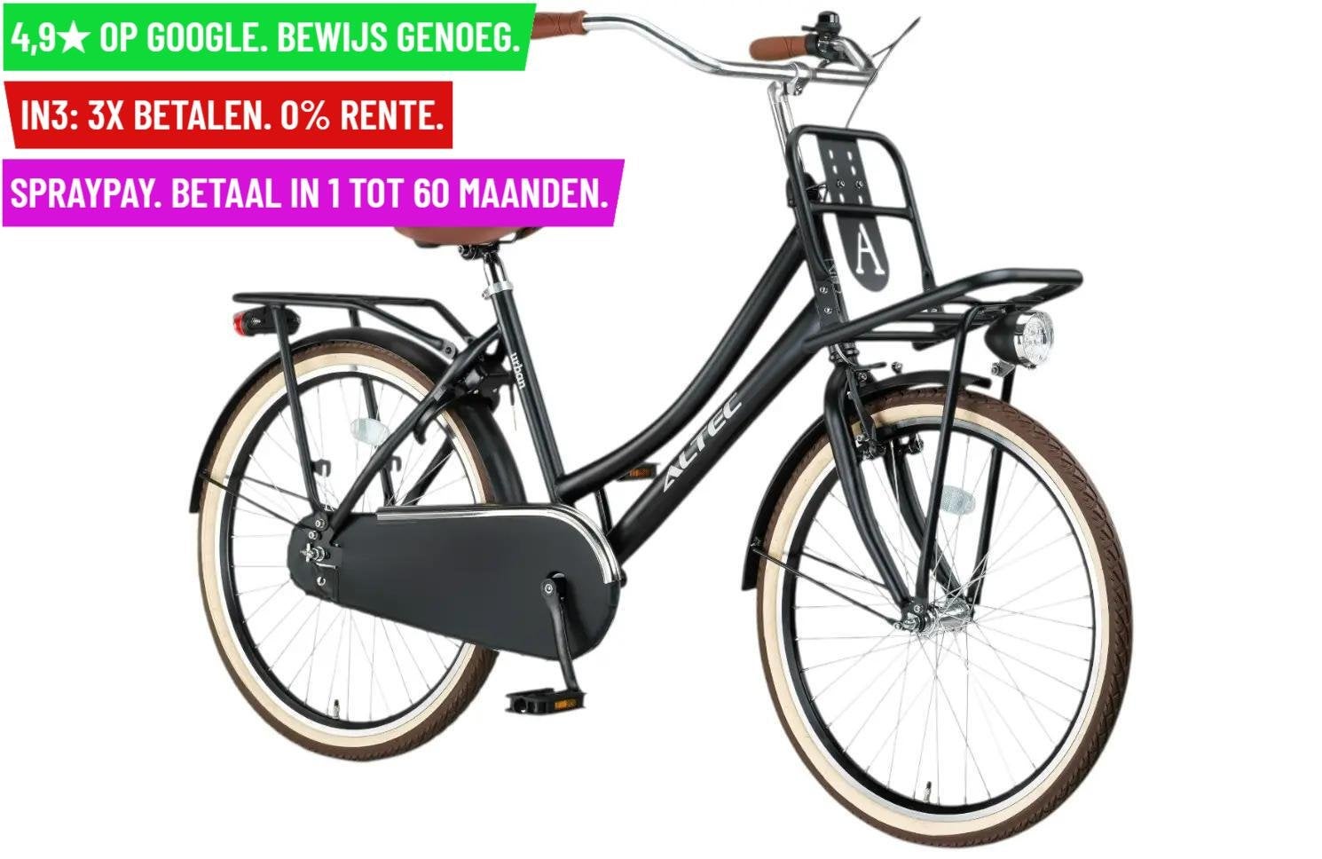 Altec Urban 24inch Transportfiets Mat Zwart, Overige merken, 9713 Bv Groningen, Nieuw, 56 cm of meer