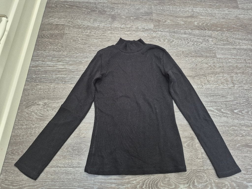 Zwart rib truitje met kol, Zwart, Ophalen of Verzenden, Zo goed als nieuw, Maat 36 (S)