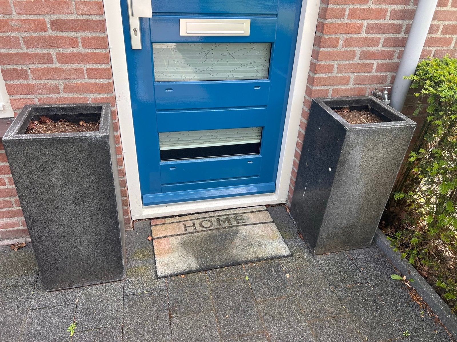 Set van 2 robuuste bloempotten voor buiten, Tuin en Terras, Bloempotten, Gebruikt, Vierkant, Tuin, Beton