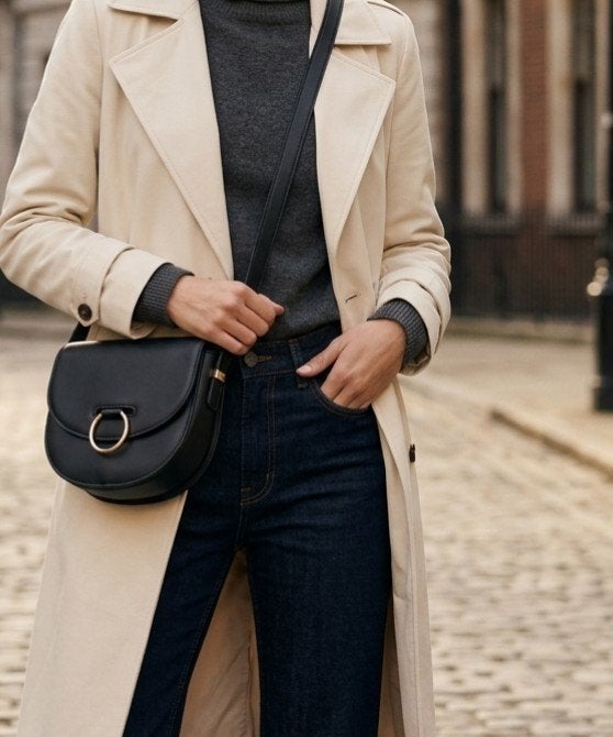 Mango crossbody tas / schoudertas met gouden ring – Zwart, Ophalen of Verzenden, Gebruikt, Zwart, Schoudertasje