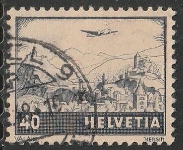 Zwitserland 1941 388 Wallis 40c, Gest, Ophalen of Verzenden, Gestempeld