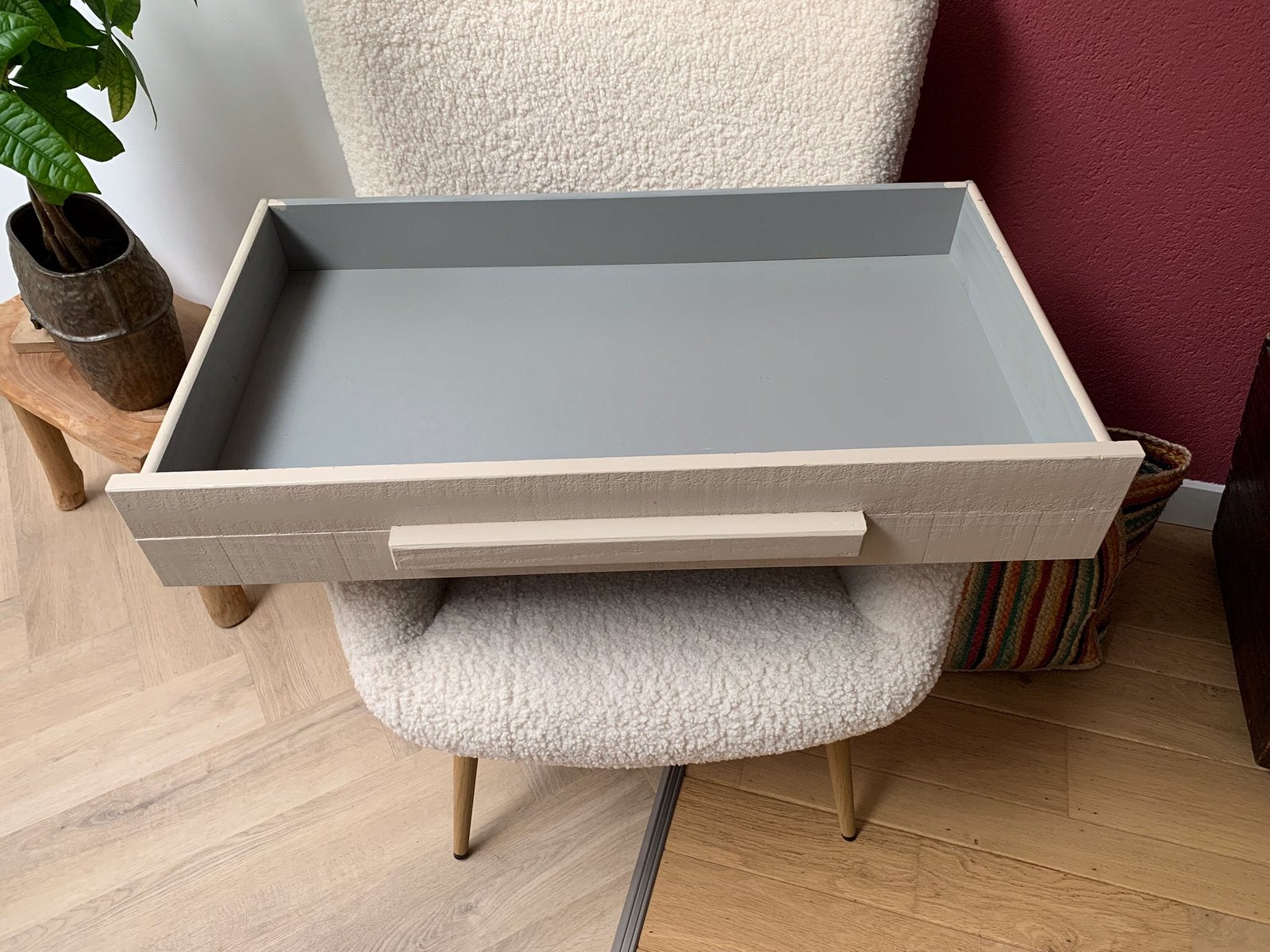 Mooie eiken beige baby box, meerdere hoogtes instelbaar, Ophalen, Zo goed als nieuw, Lade