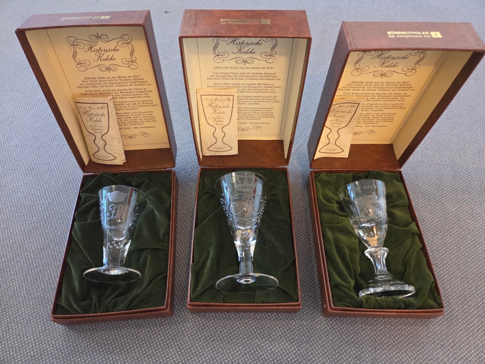 Set van 3 historische kelken van Süssmuthglas, Ophalen of Verzenden