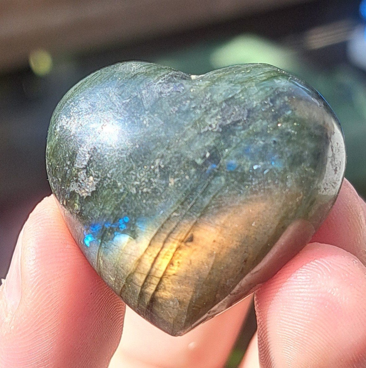 Labradoriet hart Gouden flash edelsteen natuursteen kristal, Ophalen of Verzenden