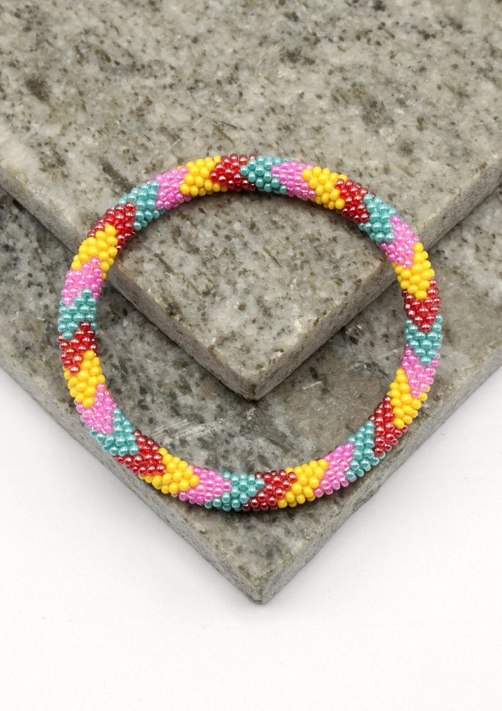 Glaskralen armband - meerkleurig - RB149, Overige materialen, Overige kleuren, Verzenden, Nepalhandwerk.nl