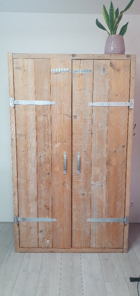 Kinderkamer steigerhout bed, kast, bureau, Ophalen, 85 tot 100 cm, Zo goed als nieuw, Lattenbodem