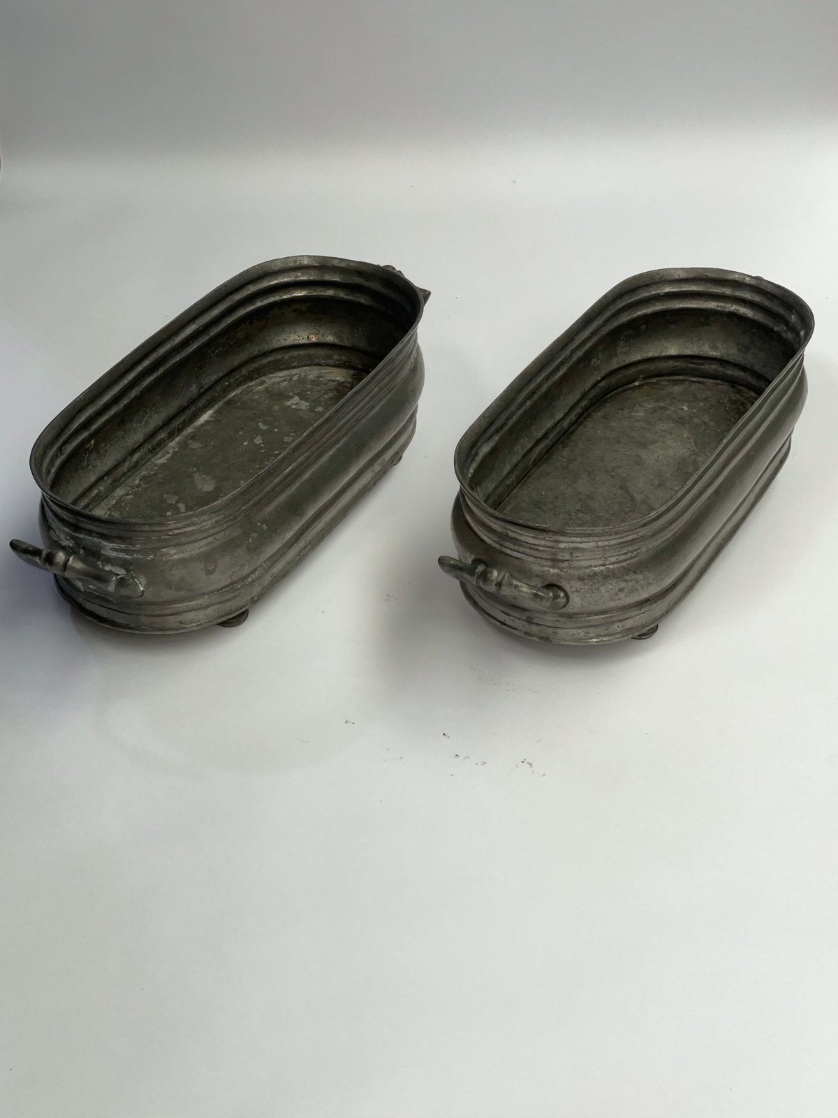 Set van 2 antieke tinnen plantenbakken van Marinoni, Antiek en Kunst, Ophalen
