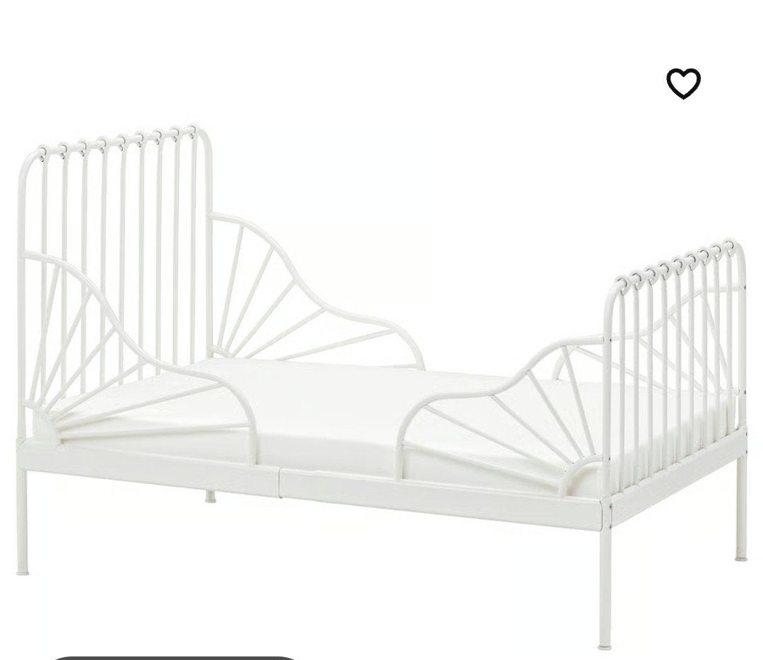 Meegroeibed Minnen wit, incl. lattenbodem en matras, Ophalen, 180 cm of meer, 70 tot 85 cm, Lattenbodem