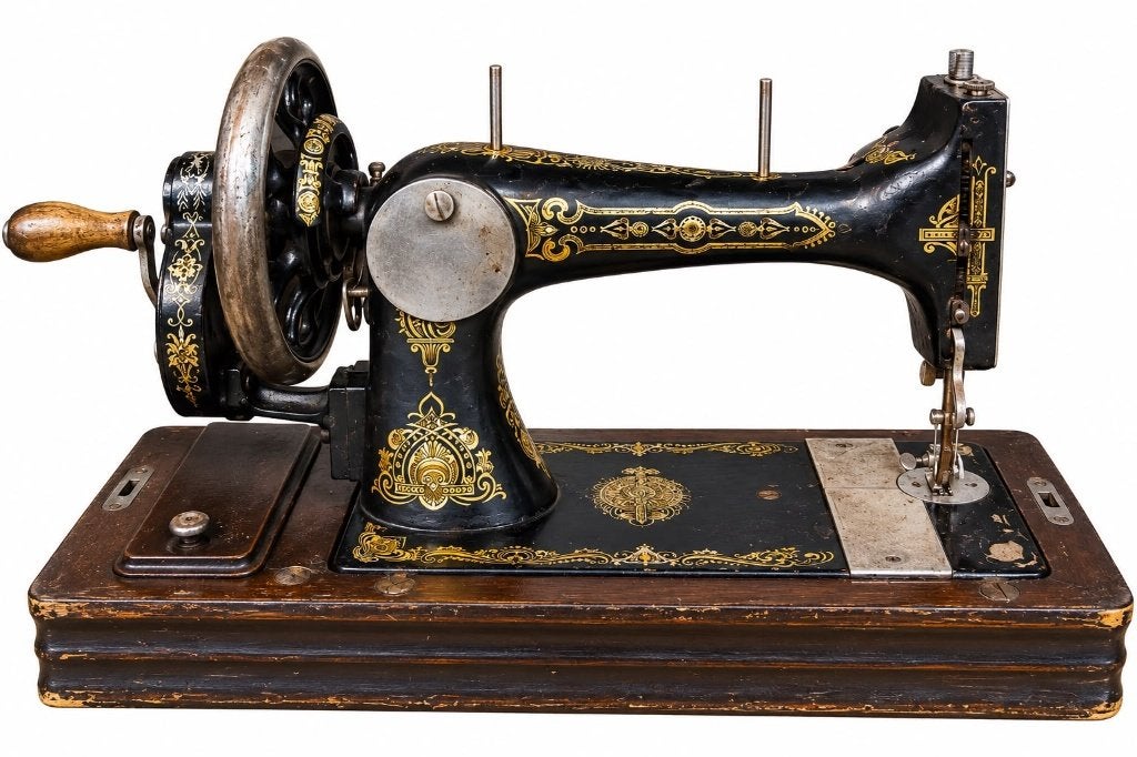 Antieke handnaaimachine met zwengel – decoratief ., Ophalen of Verzenden, Gebruikt