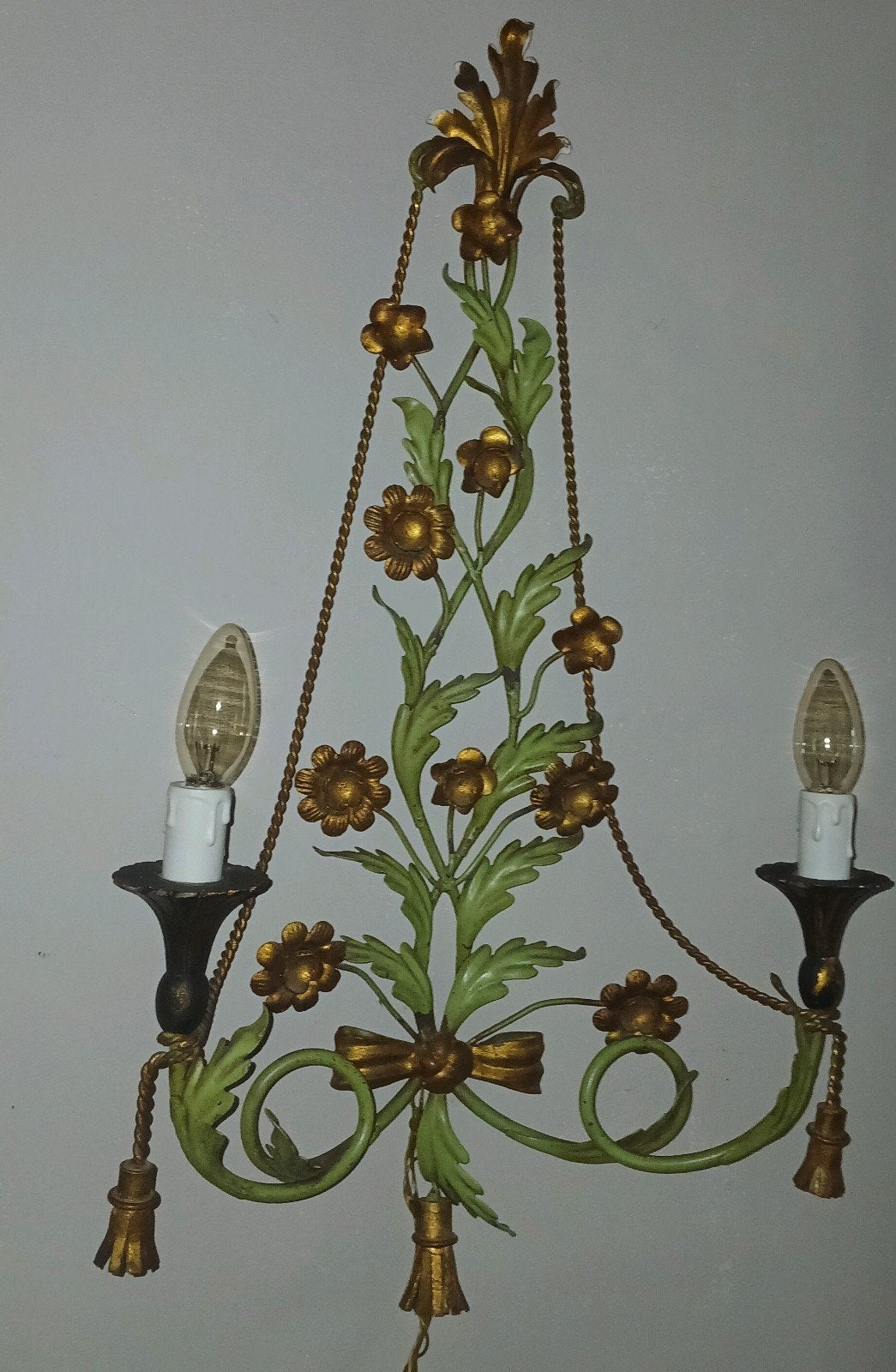 Originele vintage Italiaanse Florentijnse wandlamp, Ophalen of Verzenden, Metaal
