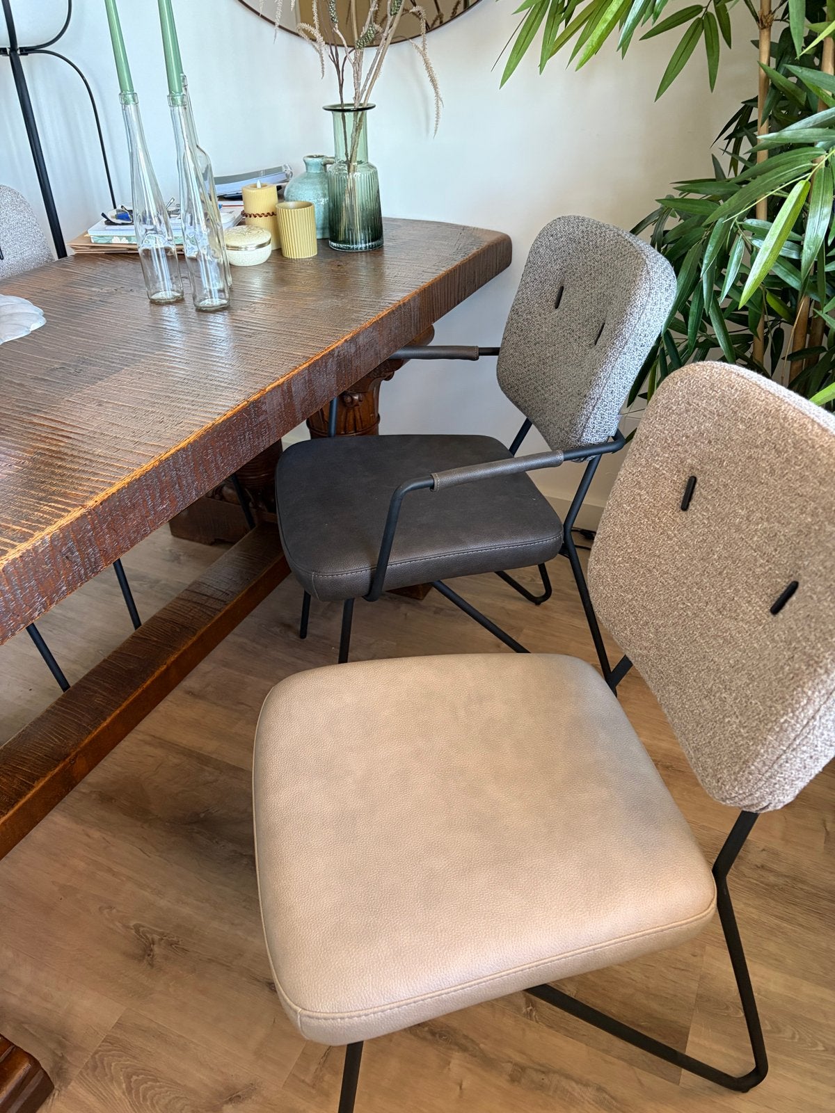 Massieve eikenhouten eettafel met robuuste poten, Ophalen, Eikenhout, 200 cm of meer, Kloostertafel