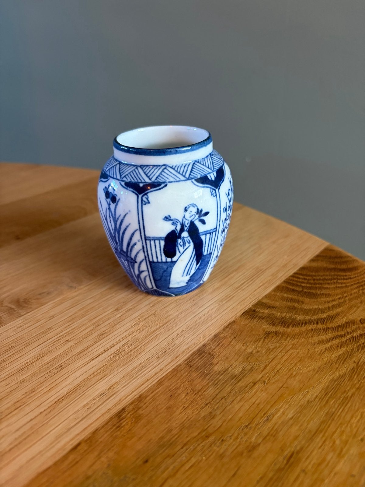 Antieke Lange Lijs lepelvaasje  - Blauw-wit porselein, Ophalen