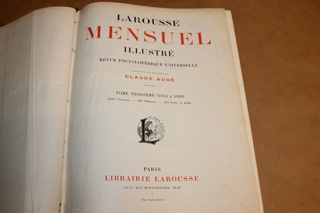 Larousse Encyclopedie: Deel 3 [1914-1916] — Wereldoorlog I B, Antiek en Kunst, Ophalen of Verzenden