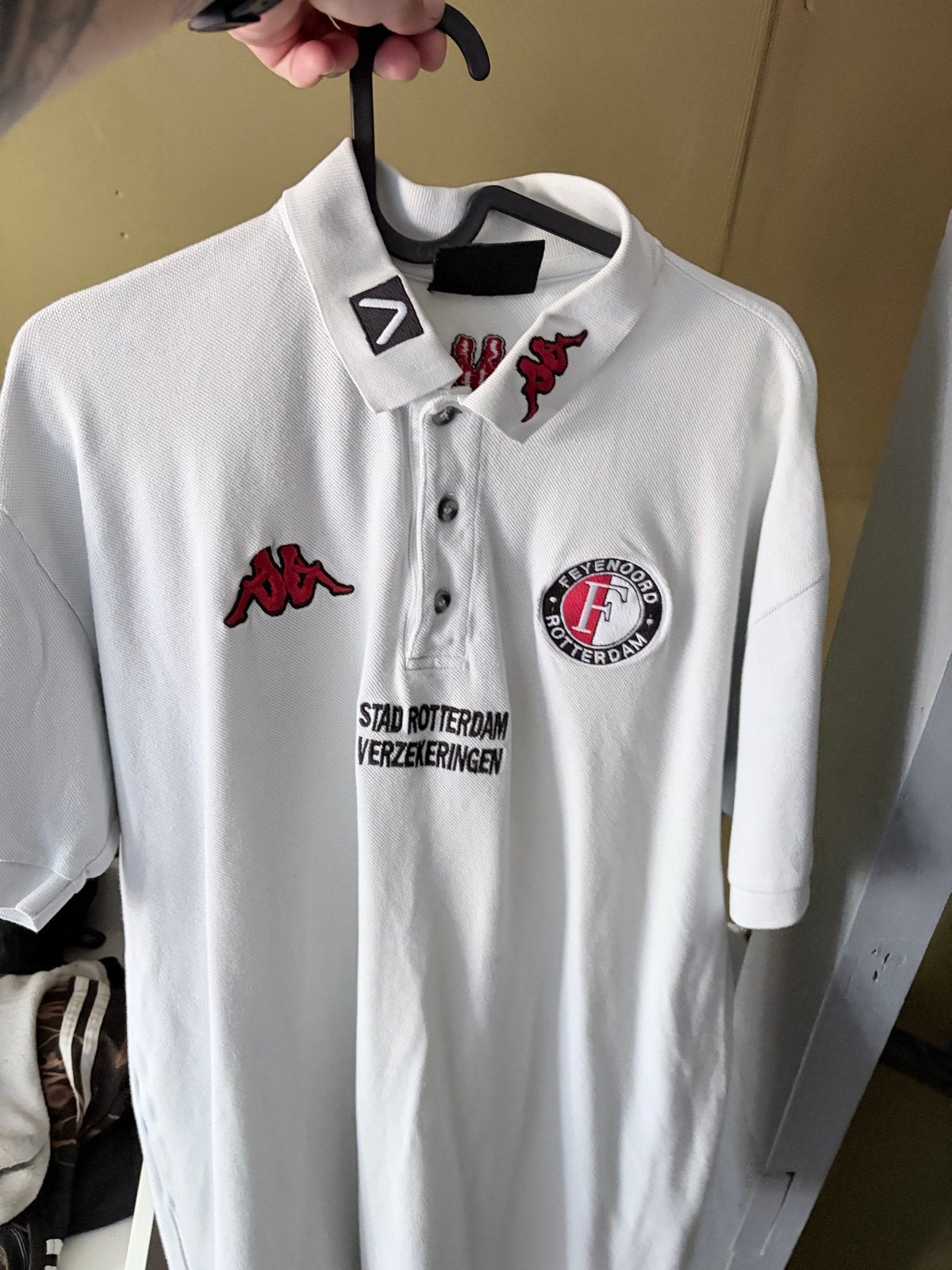 Feyenoord staf polo 2000 - Ruime XL, Ophalen of Verzenden, Gedragen, Maat 56/58 (XL), Wit