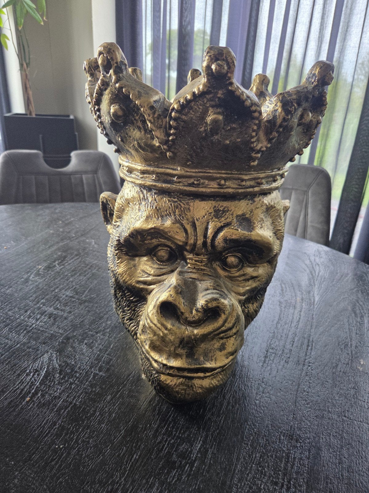 Gouden Aap Pot met Kroon - Decoratieve Blikvanger, Ophalen of Verzenden, Brons
