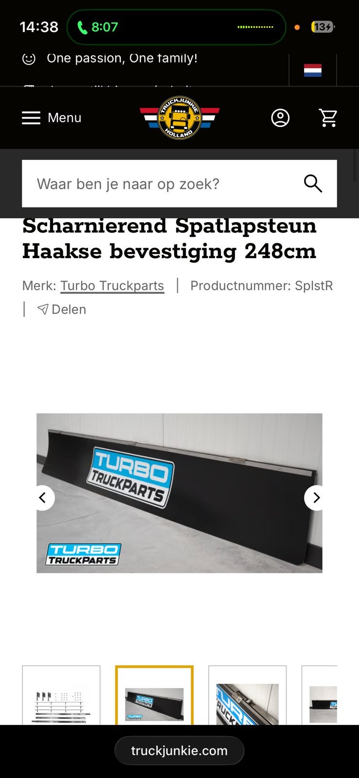 Spatlapsteun voor truck of oplegger, Ophalen