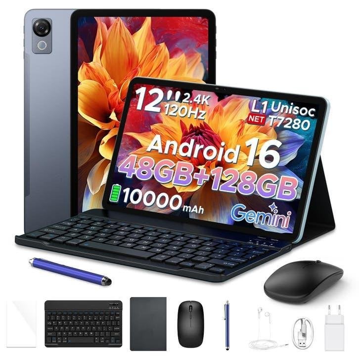 Android 16 tablet 12 inch 128GB + toetsenbord, muis en pen, Computers en Software, P12, 12 inch, Ophalen of Verzenden, 128 GB