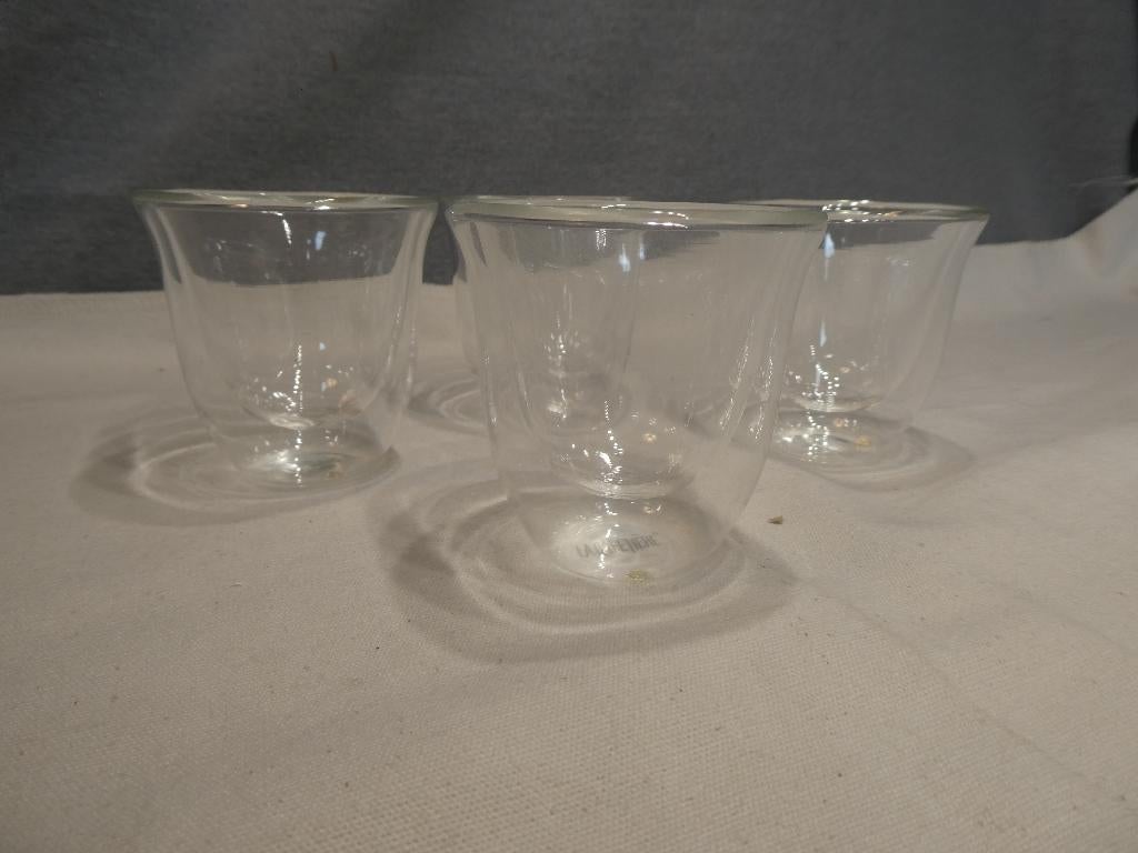La Cafetière - Dubbelwandige Espresso Glazen - 4 stuks, Glas of Glazen, Gebruikt, Ophalen of Verzenden, Glas