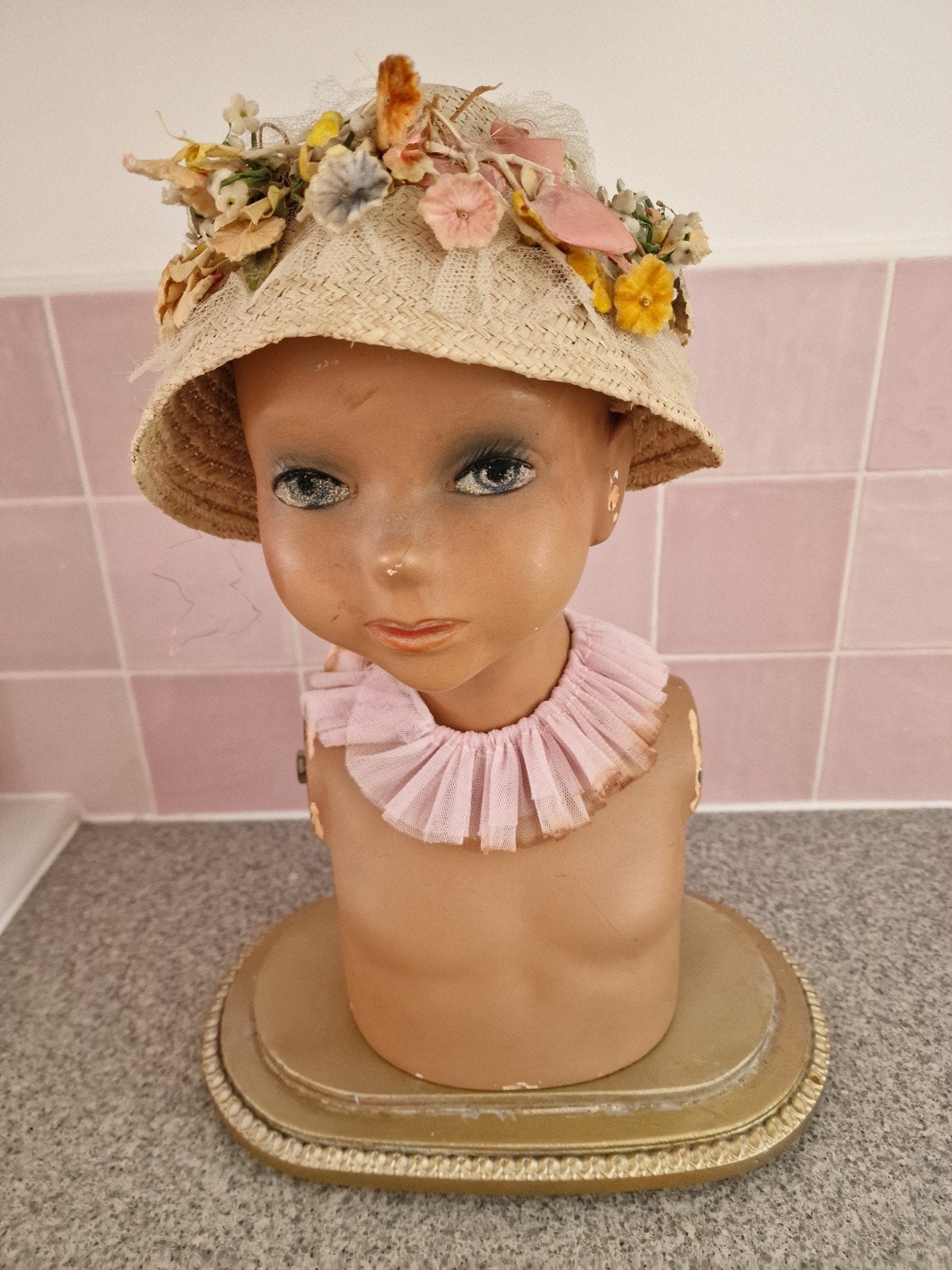 Vintage etalagepop hoofd/buste - kind - decoratie, Ophalen of Verzenden