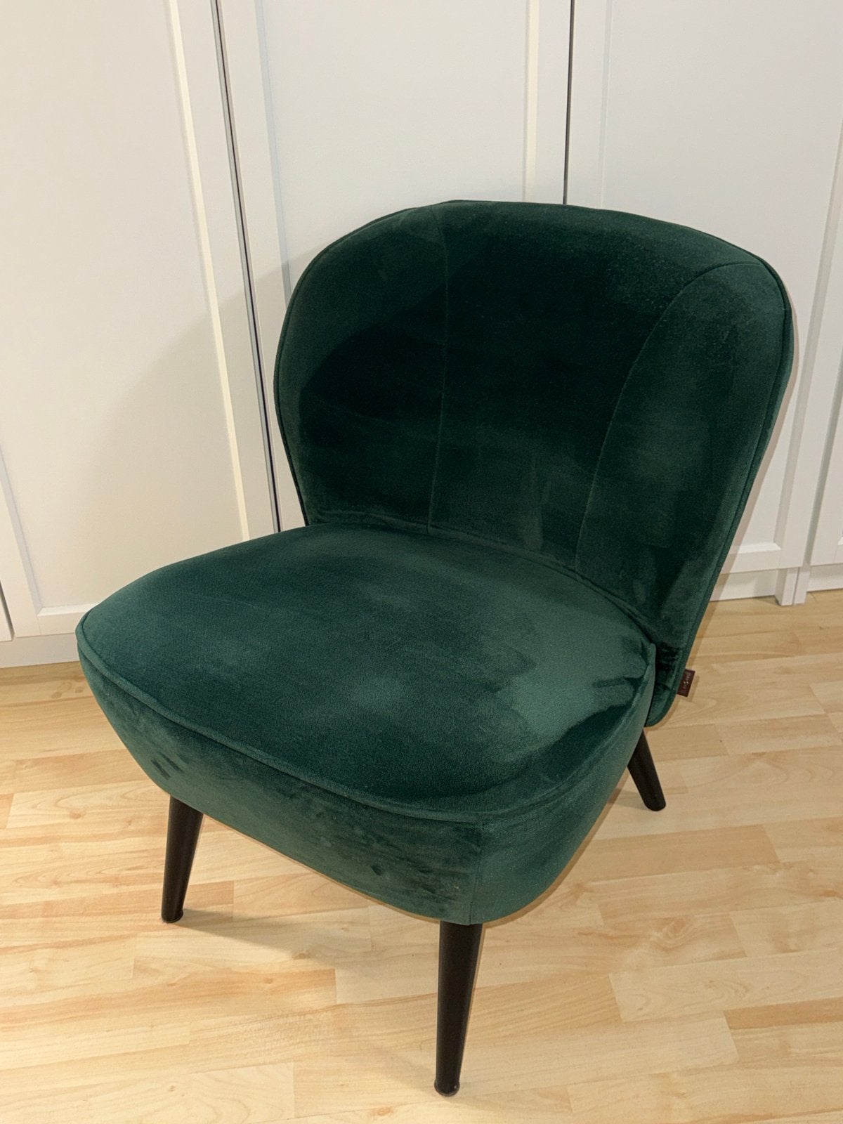 WOOOD fauteuil Sara fluweel flesgroen, Ophalen, Overige kleuren, Zo goed als nieuw, Eén