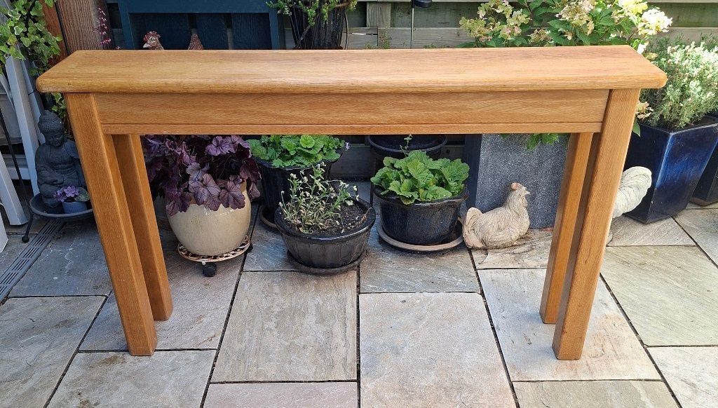 Sitetable BlankEiken140x26 77Hoog was oude tafel zo vermaakt, Huis en Inrichting, Tafels | Sidetables, Ophalen, Gebruikt, 100 tot 150 cm