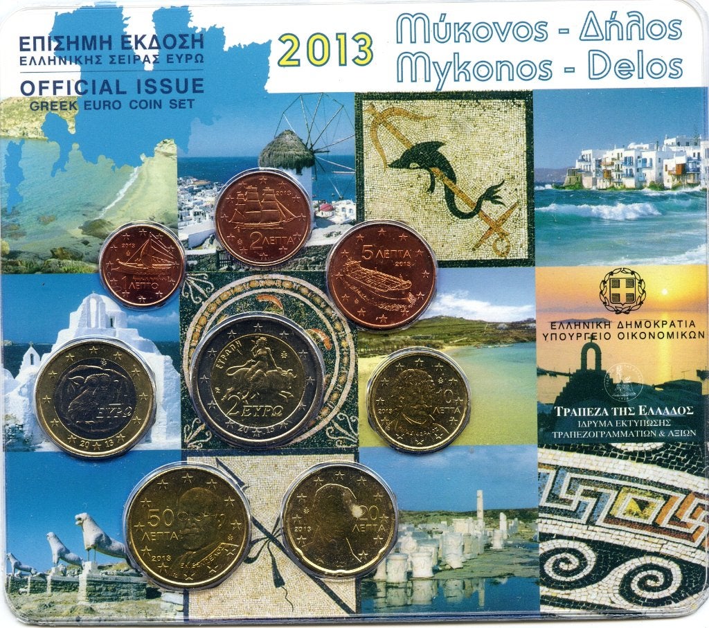 BU set Griekenland 2013 Blister - cent t/m 2 euro (Stier), Verzenden, Griekenland, Overige waardes, Setje