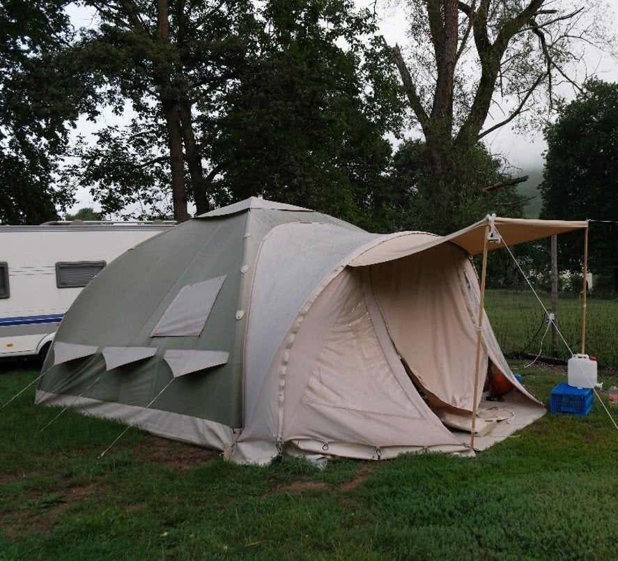 Karsten tent Opblaastent 380x380, Caravans en Kamperen, Tenten, Ophalen, Gebruikt, Tot en met 6