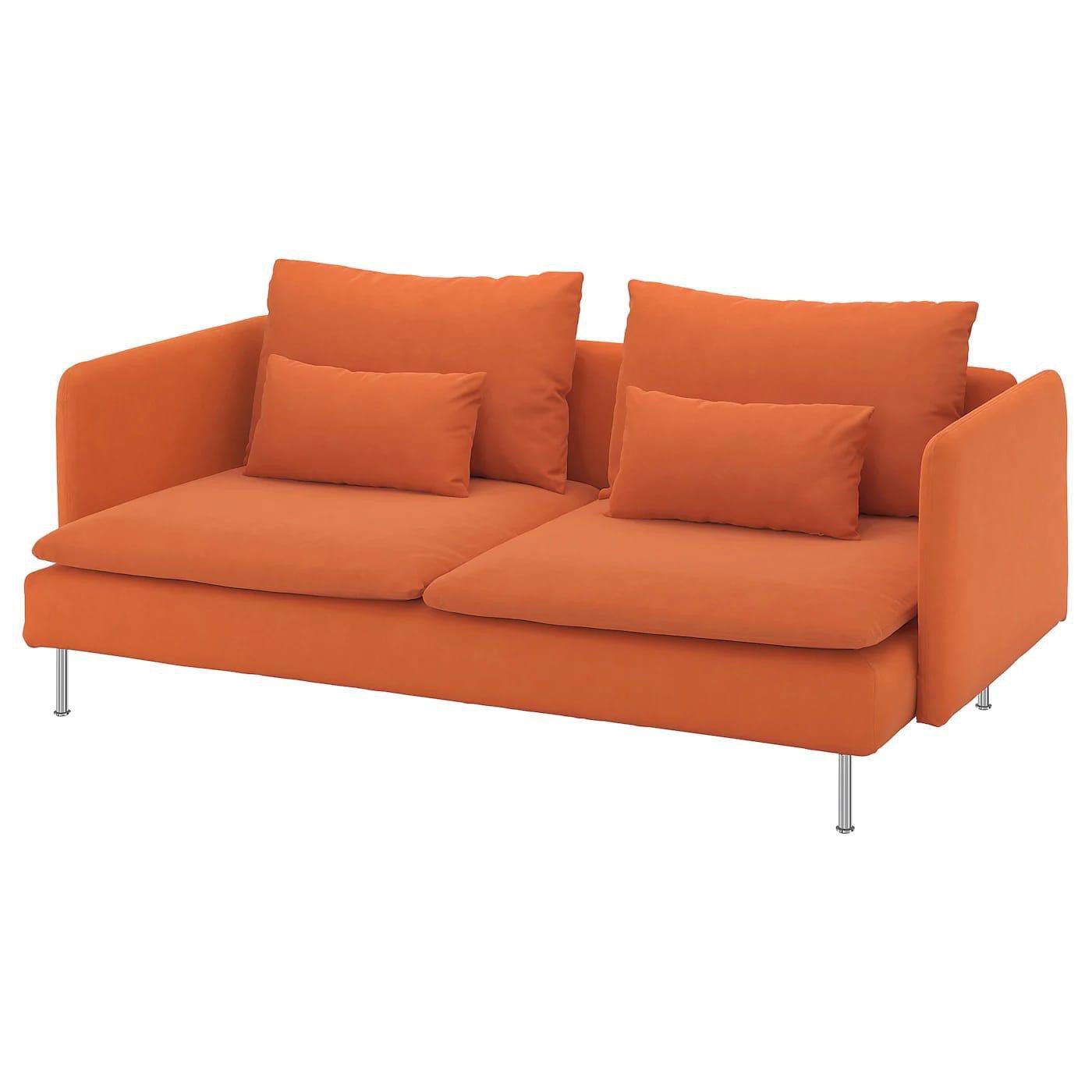 Te koop, oranje Ikea bank, zgan, Huis en Inrichting, Ophalen, 150 tot 200 cm, Tweepersoons, 75 tot 100 cm