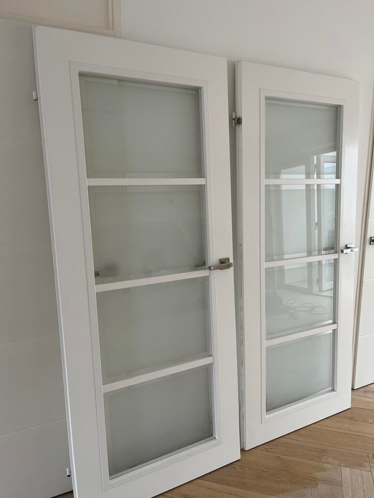 Twee binnendeuren met glas, Ophalen, Binnendeur, 200 tot 215 cm, Glas