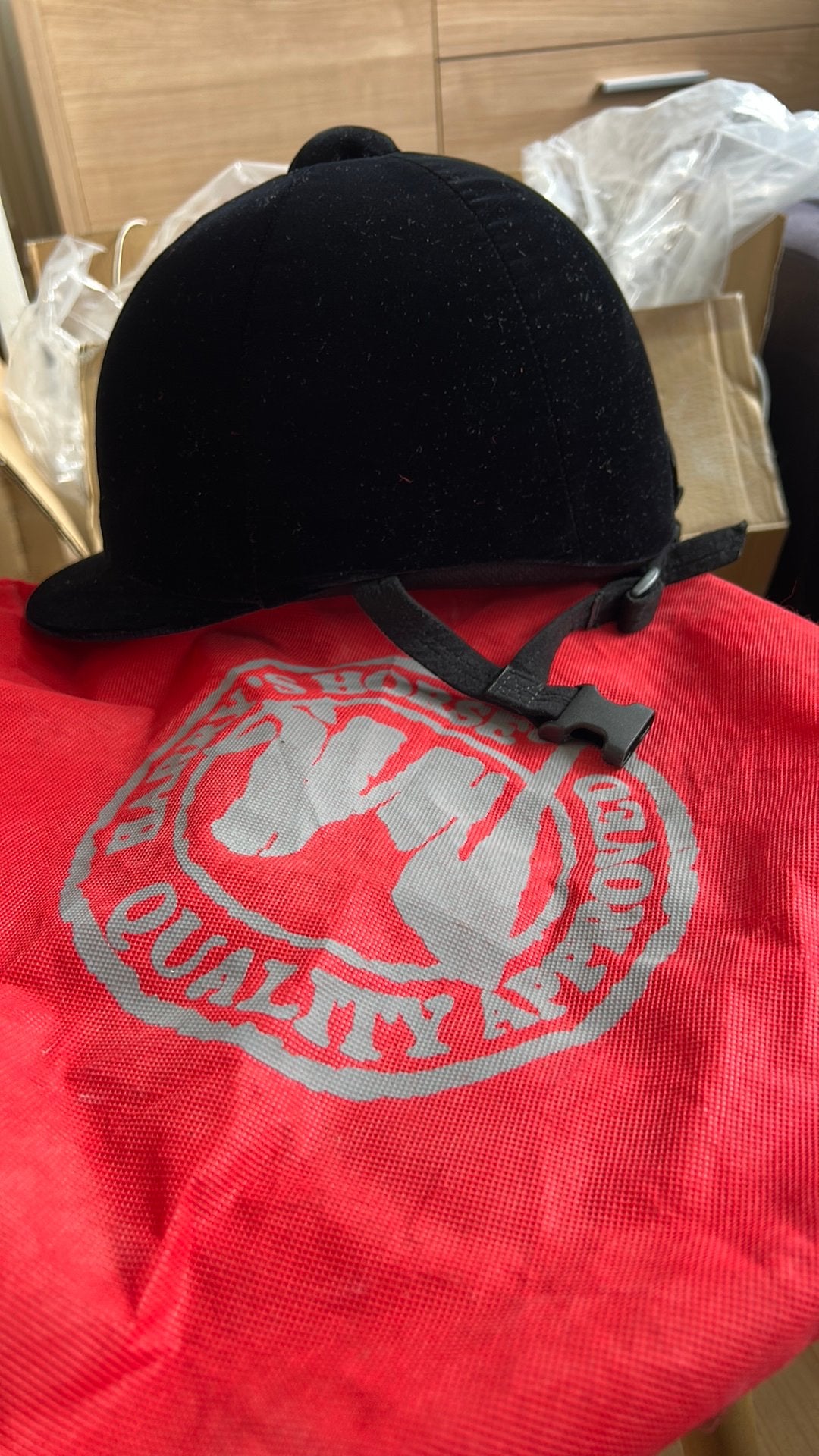 Harry's Horse Fluwelen Paardrijcap met opbergtas, Dieren en Toebehoren, Ophalen, Rijden, Overige maten, Paardrijcap