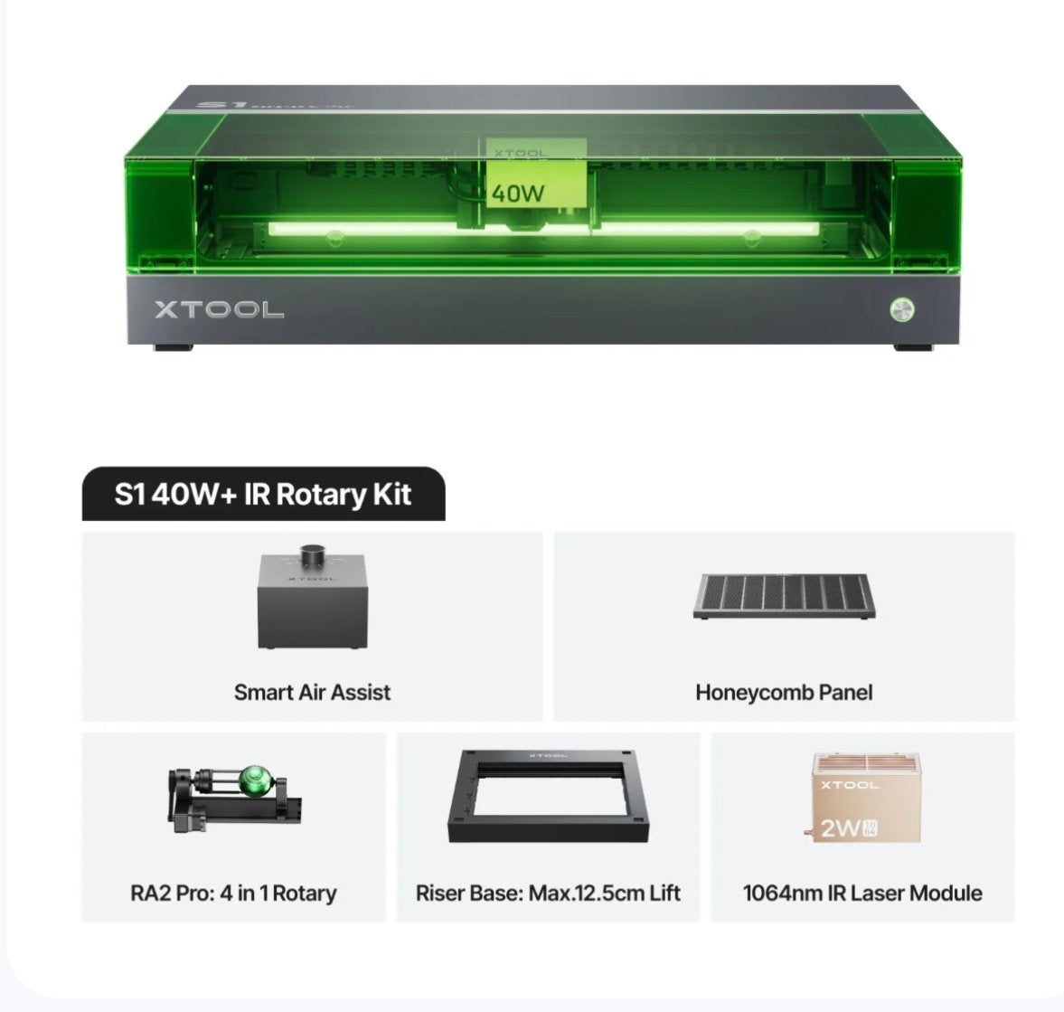 XTool S1 40W+ IR en Rotary Kit Lasergraveermachine, Ophalen, Zo goed als nieuw