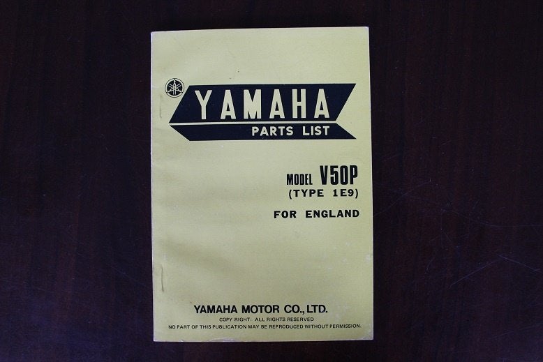 Yamaha V50 P 1975 scooter moped parts list V50P, Ophalen of Verzenden, Gebruikt