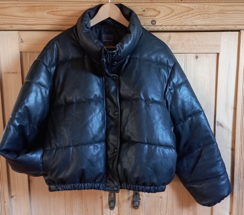 Bomberjack zwart PU-leer L, Primark, Zwart, Maat 42/44 (L), Nieuw