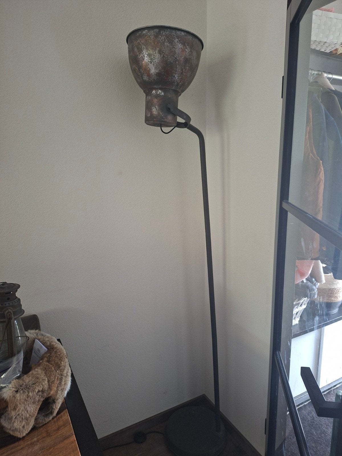 Industriële Vloerlamp met Voetdrukknop - Ophalen in Huizen, Ophalen, Gebruikt, E27 (groot), Metaal