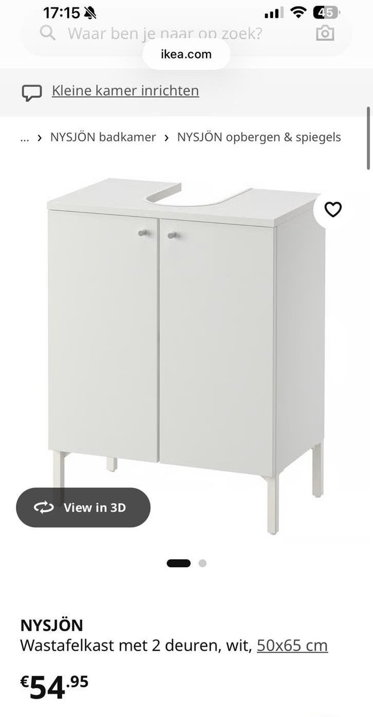 Ikea Nysjon wastafelkast kast badkamer kastje wit 2 deuren, Huis en Inrichting, Ophalen, Gebruikt, 50 tot 100 cm, Minder dan 100 cm