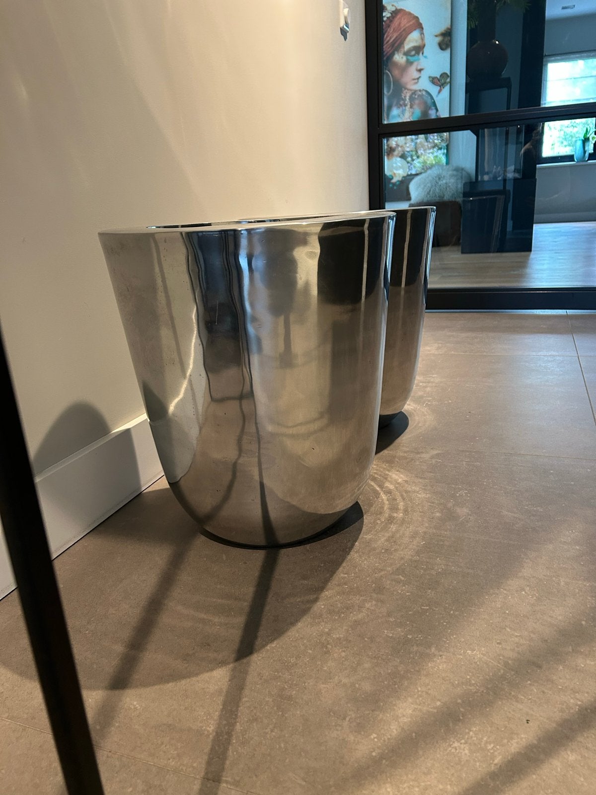 2 Grote Zilveren Potten van Bob Binnenhuisaccessoires, Ophalen, Gebruikt, Zilver, Metaal