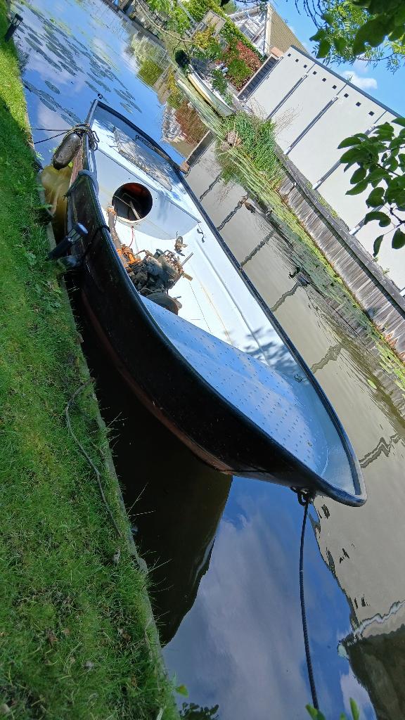 Schottelvlet 4,5 mtr. met Albin O21 motor, Watersport en Boten, Sloepen, Gebruikt, Staal, Binnenboordmotor, Vlet