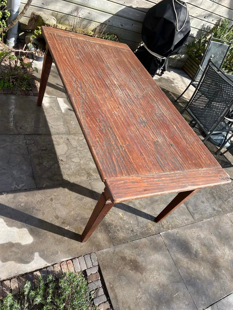 Robuuste koloniale massieve houten eettafel 180x90 cm, Huis en Inrichting, Ophalen, Gebruikt, 50 tot 100 cm, 150 tot 200 cm