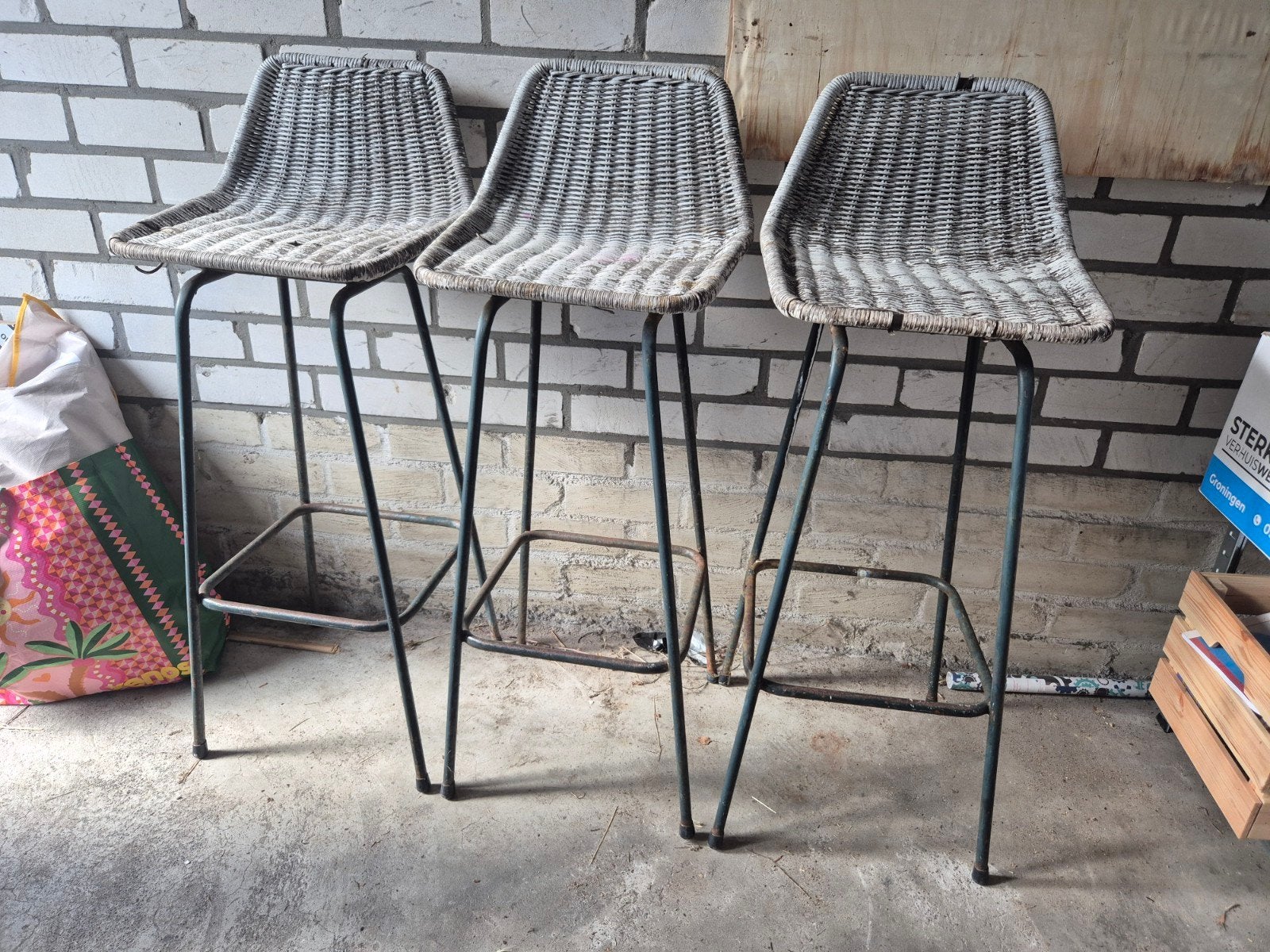 Gebruikte barkrukken voor buiten/balkon, Ophalen, Metaal, Gebruikt, Met voetsteun