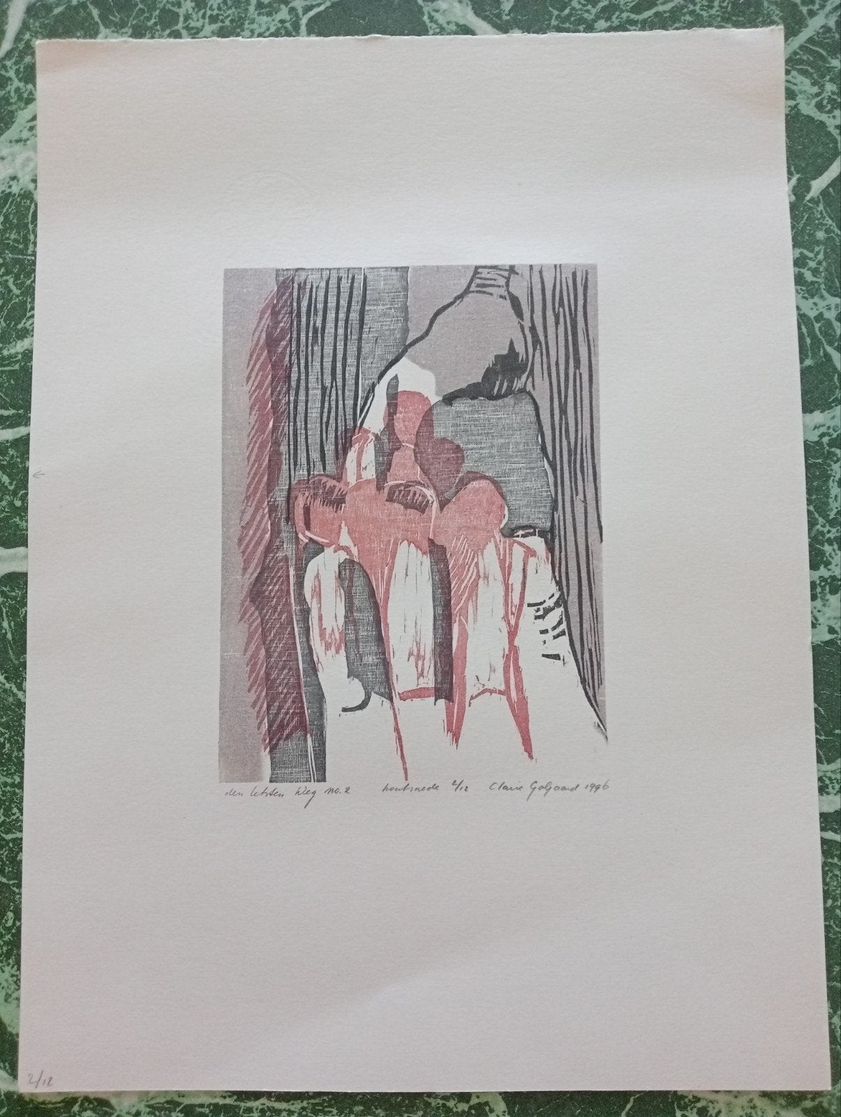 Claire Galjaard Houtsnede 'Den Lesten Weg' 2/12 uit 1996, Ophalen of Verzenden