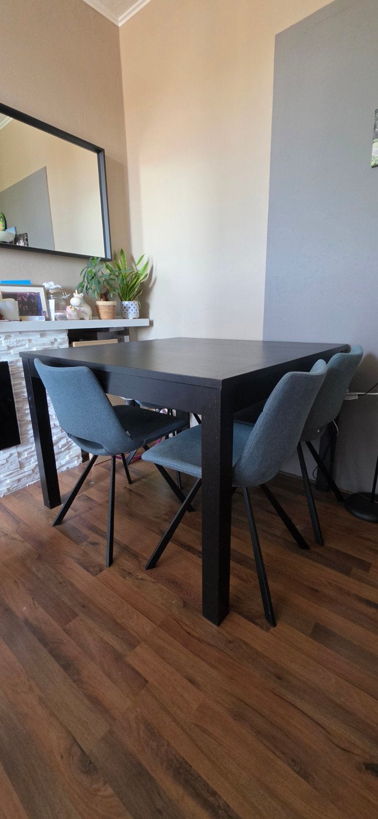 Zwarte vierkante eettafel 110x110x79, Huis en Inrichting, Tafels | Eettafels, Ophalen, Gebruikt, 100 tot 150 cm, 100 tot 150 cm