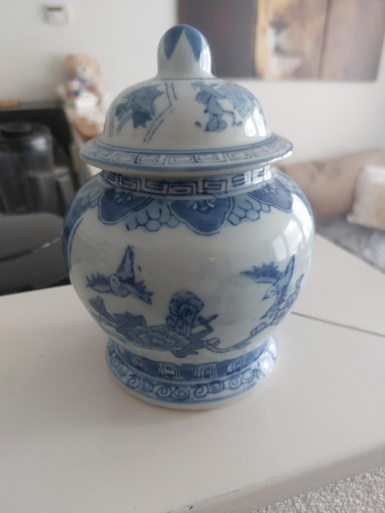 Antieke Chinese gemberpot blauw-wit porselein, Ophalen